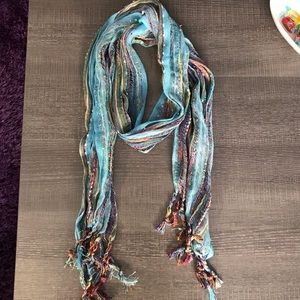 2/$10 Blue/Multi Coloured Striped Scarf